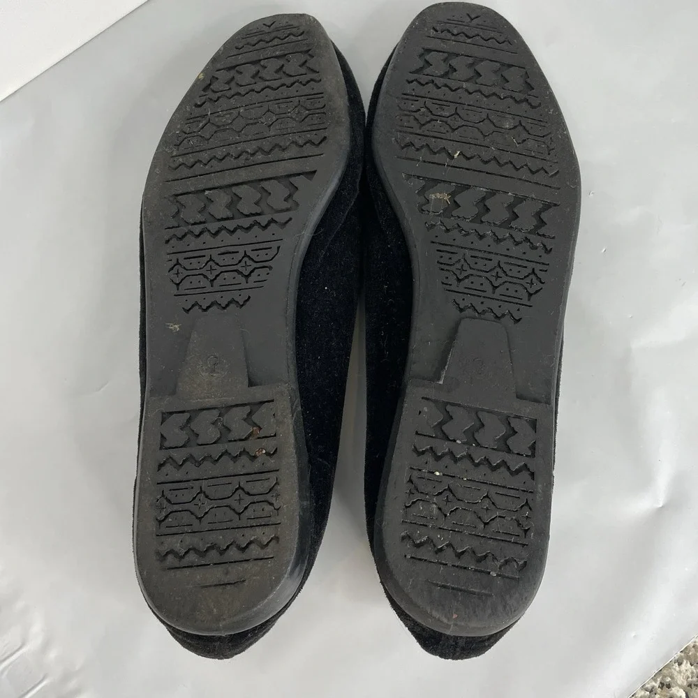 Tinsel Toes‎ Womens Black Velvet Holiday Christmas Bell Embroidered Flats Size 9